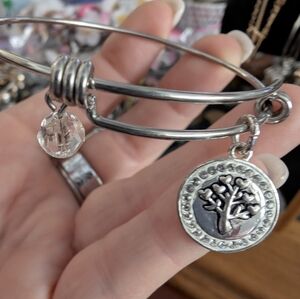 Silver Tree Charm Bangle Bracelet